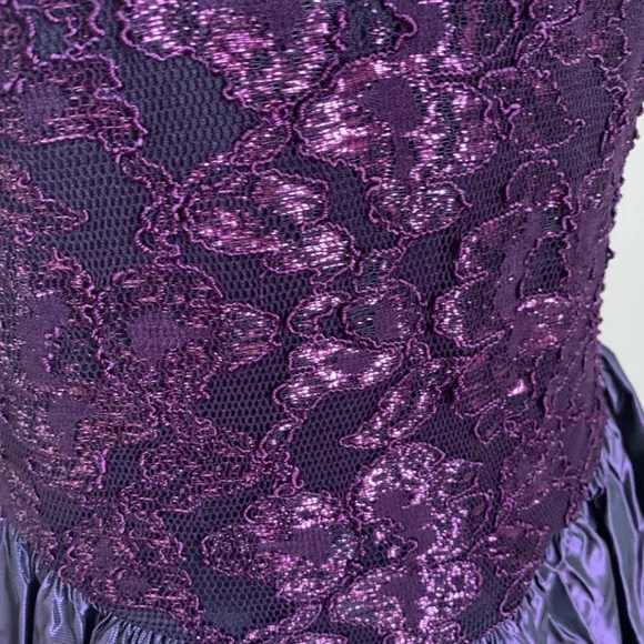 Vintage 90s Jessica McClintock Purple Lace Taffeta Gown Dress Prom Formal S M - Picture 8 of 14